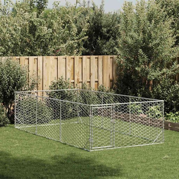 VidaXL Venkovní psí bouda s dveřmi 2x4x1 m pozinkovaná ocel [4105412]