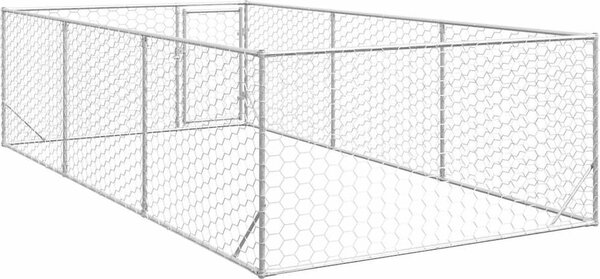 VidaXL Venkovní psí bouda s dveřmi 2x4x1 m pozinkovaná ocel [4105412]