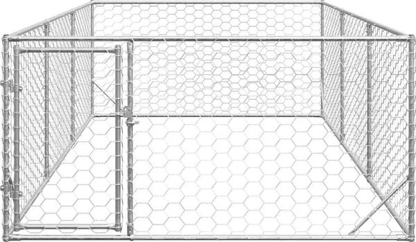 VidaXL Venkovní psí bouda s dveřmi 2x4x1 m pozinkovaná ocel [4105412]