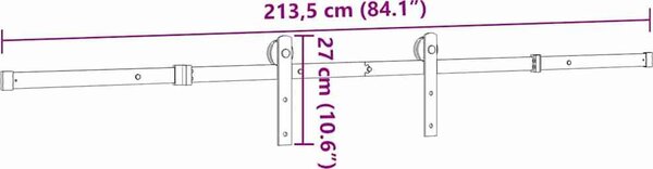 VidaXL Sada příslušenství pro posuvné dveře 213,5 cm ocelová černá [4009715]