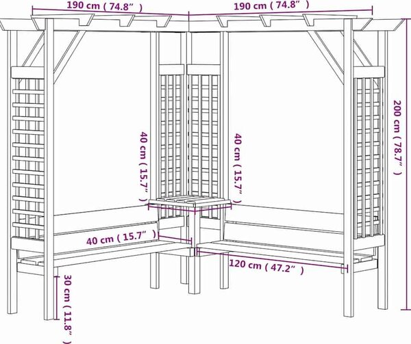VidaXL Rohová pergola s lavicí impregnovaná borovice [44950]