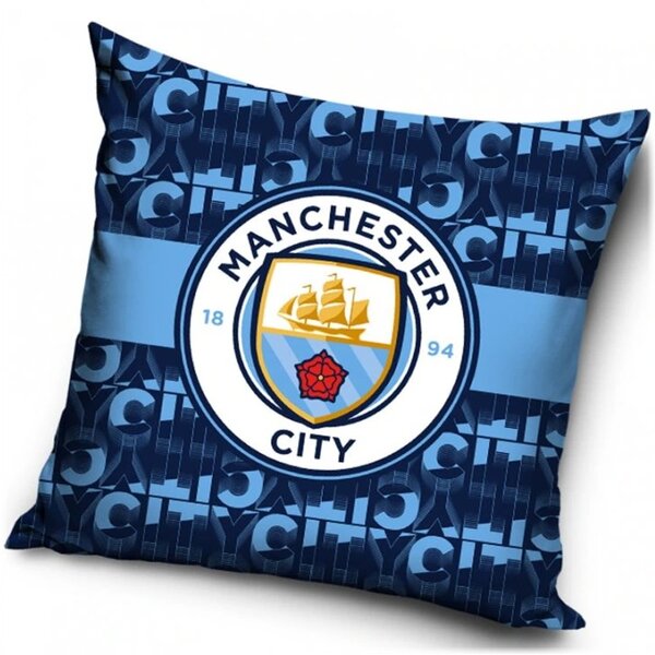 Velurový polštář Manchester City FC - motiv Letters - 40 x 40 cm