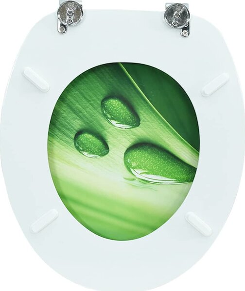 VidaXL WC sedátko s víkem MDF zelené motiv vodních kapek [146908]