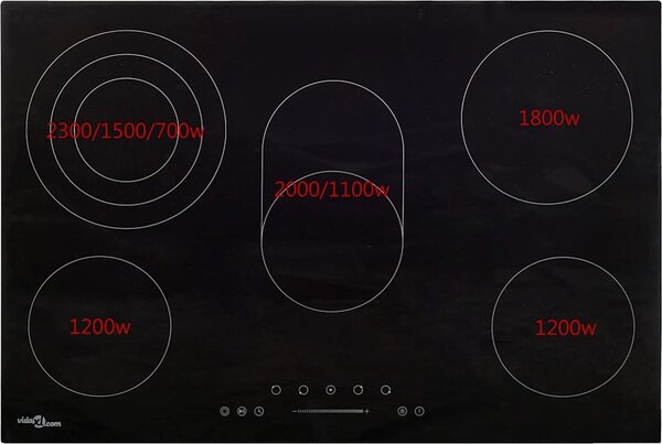 VidaXL Keramická varná deska s 5 hořáky dotykové ovládání 90 cm 8500 W [51441]