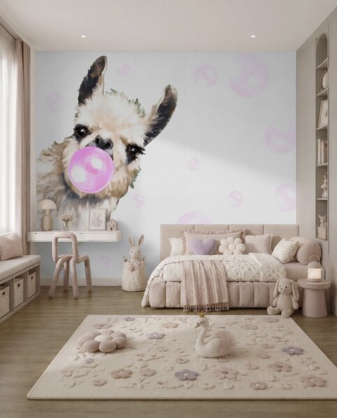 Fototapety Legrační lama a růžové bubliny, Fototapety dětské, u98952 : uwalls.cz