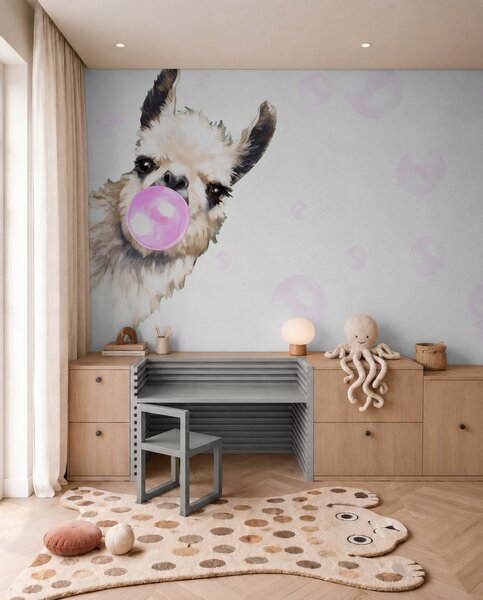 Fototapety Legrační lama a růžové bubliny, Fototapety dětské, u98952 : uwalls.cz