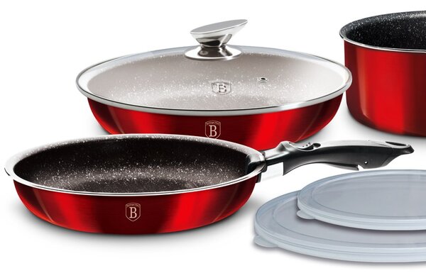 Sada nádobí s odnímatelnou rukojetí 9 ks Burgundy Metallic Line