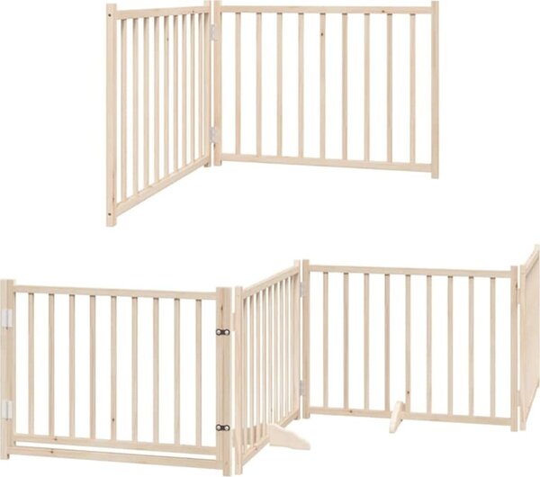 VidaXL Zábrana pro psy s dvířky skládací 6 panelů 480 cm topol [3155721] Barva: Přírodní