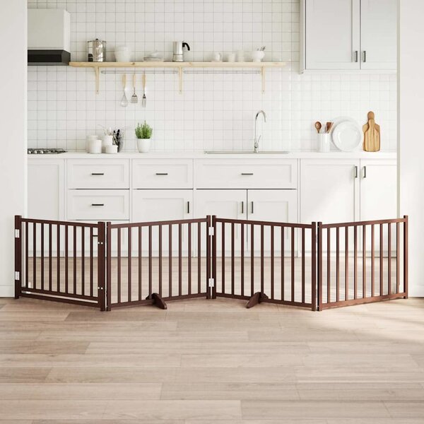 VidaXL Zábrana pro psy s dvířky skládací 4 panely 320 cm jedle [352281] Barva: Černá