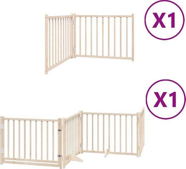 VidaXL Zábrana pro psy s dvířky skládací 6 panelů 480 cm topol [3155721] Barva: Přírodní