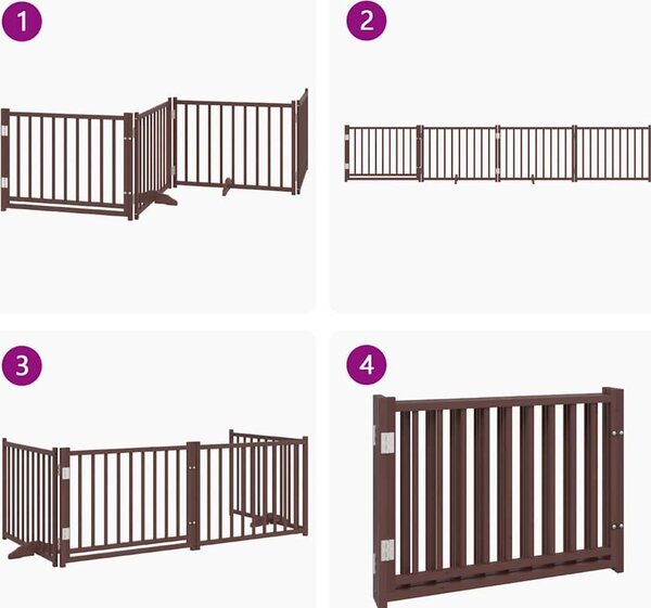 VidaXL Zábrana pro psy s dvířky skládací 4 panely 320 cm jedle [352281] Barva: Černá