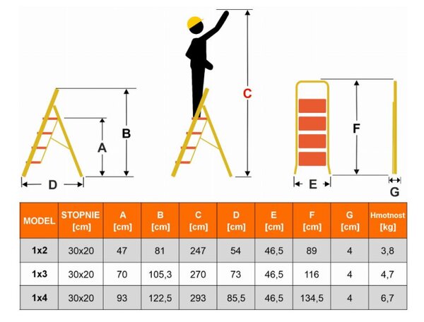 Skládací schůdky 3 stupně HIGHER KS-3
