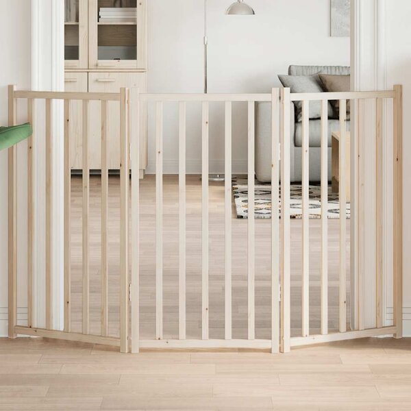 VidaXL Zábrana pro psy skládací 3 panely 150 cm masiv jedle [352270] Barva: Černá