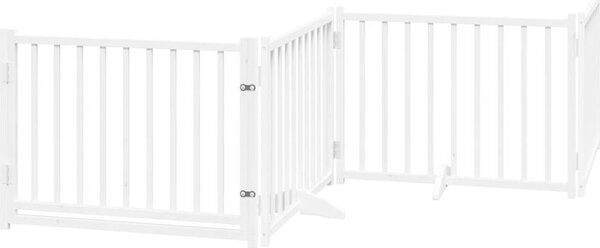 VidaXL Zábrana pro psy s dvířky skládací 4 panely 320 cm jedle [352281] Barva: Černá