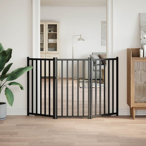 VidaXL Zábrana pro psy skládací 3 panely 150 cm masiv jedle [352270] Barva: Černá