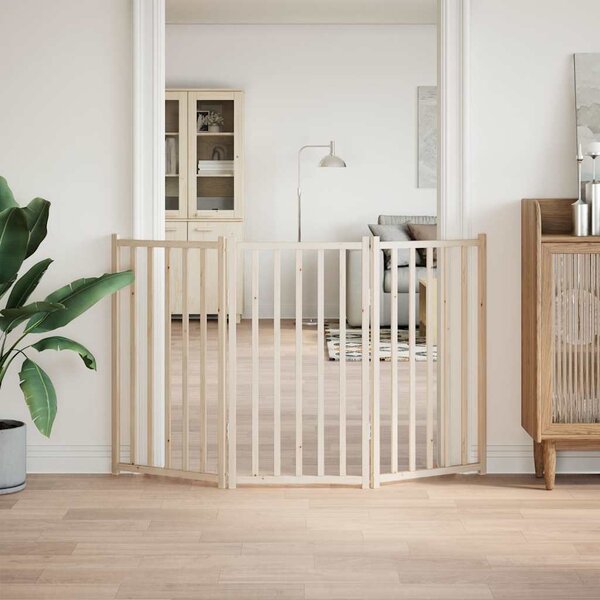 VidaXL Zábrana pro psy skládací 3 panely 150 cm masiv jedle [352270] Barva: Černá