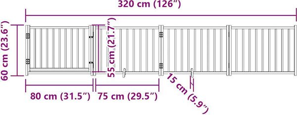 VidaXL Zábrana pro psy s dvířky skládací 4 panely 320 cm jedle [352281] Barva: Černá