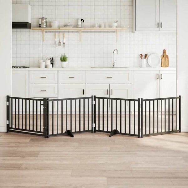 VidaXL Zábrana pro psy s dvířky skládací 4 panely 320 cm jedle [352281] Barva: Černá