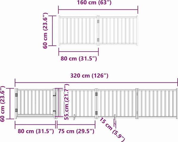 VidaXL Zábrana pro psy s dvířky skládací 6 panelů 480 cm topol [3155721] Barva: Přírodní