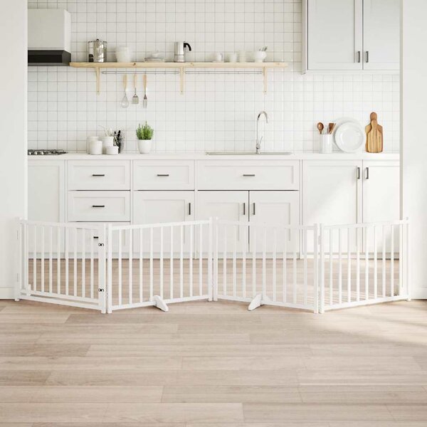 VidaXL Zábrana pro psy s dvířky skládací 4 panely 320 cm jedle [352281] Barva: Černá