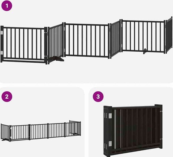 VidaXL Zábrana pro psy s dvířky skládací 6 panelů 480 cm topol [3155721] Barva: Přírodní
