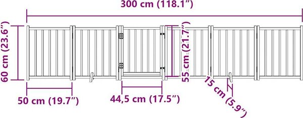 VidaXL Zábrana pro psy s dvířky skládací 6 panelů 300 cm jedle [352285] Barva: hnědý dub