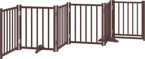 VidaXL Zábrana pro psy s dvířky skládací 6 panelů 300 cm jedle [352285] Barva: hnědý dub