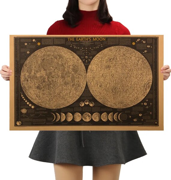 Tie Ler Plakát Vesmírný průzkum, Mapa měsíce 71 x 47 cm