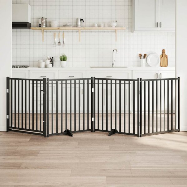 VidaXL Zábrana pro psy s dvířky skládací 4 panely 320 cm [352291] Barva: Černá