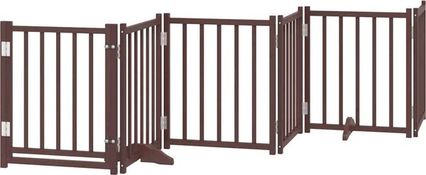 VidaXL Zábrana pro psy s dvířky skládací 6 panelů 300 cm jedle [352285] Barva: hnědý dub