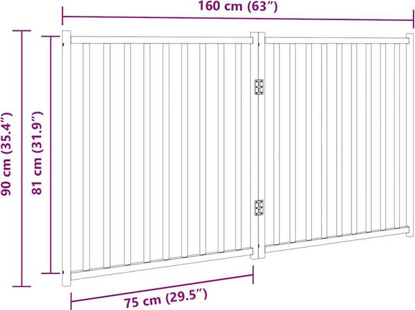 VidaXL Zábrana pro psy skládací 2 panely 160 cm masivní jedle [352298] Barva: Bílá
