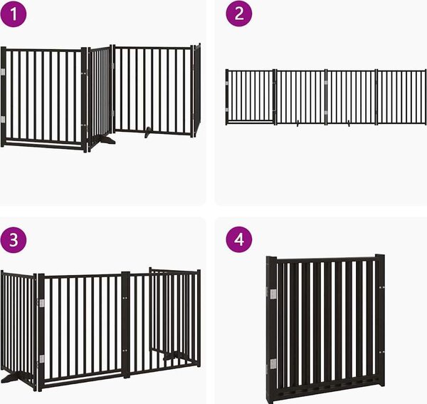 VidaXL Zábrana pro psy s dvířky skládací 4 panely 320 cm [352291] Barva: Černá