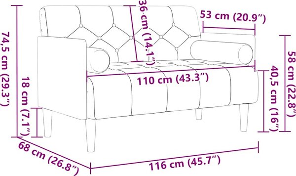 VidaXL Pohovka Loveseat s podhlavníkem, 110 cm, lněná [4100606]