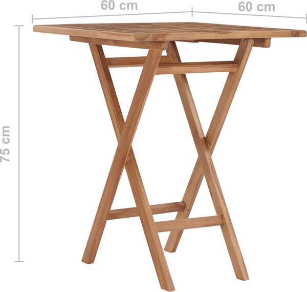 VidaXL Skládací zahradní stolek 60 x 60 x 75 cm masivní teakové dřevo [48994]