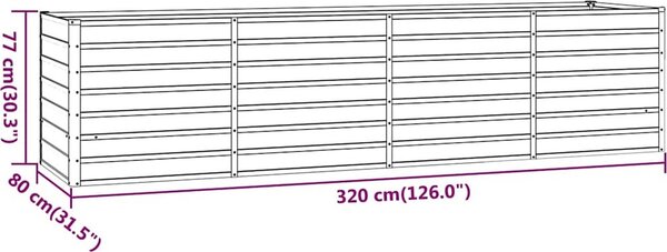 VidaXL Zahradní vyvýšený záhon rezavý 320 x 80 x 77 cm cortenová ocel [151963]