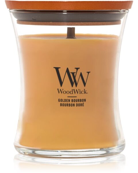 Woodwick Opulent Wood Golden Bourbon vonná svíčka s dřevěným knotem (hearthwick) 275 g