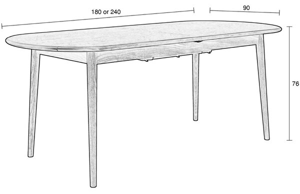 Ořechový rozkládací jídelní stůl ZUIVER TWIST 180/240 x 90 cm