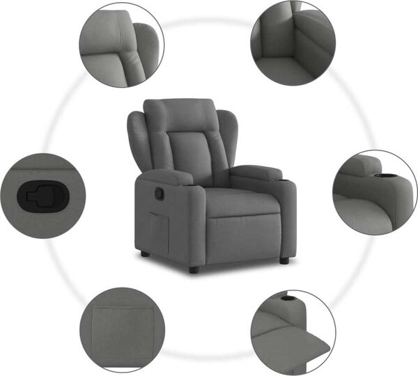 VidaXL Polohovací křeslo látky [3205567] Barva: světle šedá