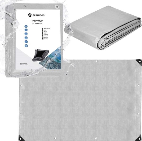 Krycí plachta 6x8 m, extra silná 260g PE SPRINGOS GA2186 šedá
