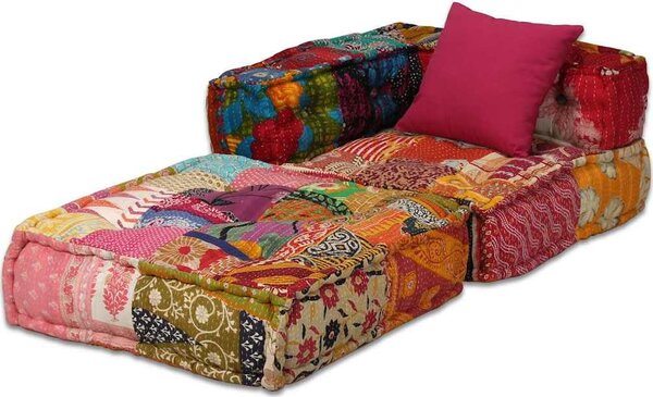 VidaXL 2místný modulární pouf pruhovaný textil [244977] Barva: Patchwork