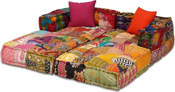 VidaXL 2místný modulární pouf pruhovaný textil [244977] Barva: Patchwork