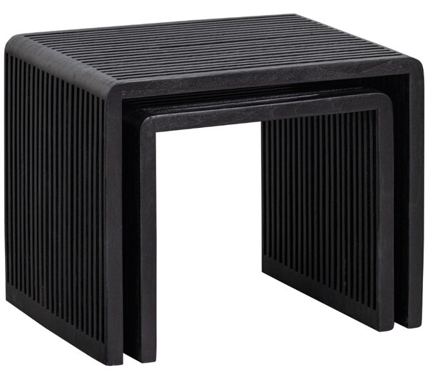WOOOD Set dvou černých dřevěných odkládacích stolků Alli 50x43,5/40x38 cm