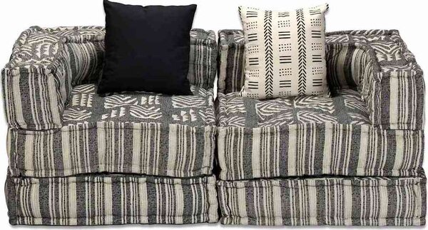 VidaXL 2místný modulární pouf pruhovaný textil [244977] Barva: Patchwork