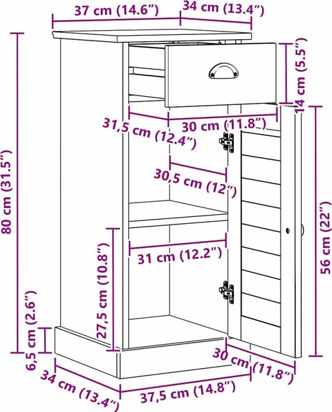 VidaXL Koupelnová skříň VIGO Hnědá a medově hnědá 37,5 x 34 x 80 cm [4019106] Barva: medová hnědá