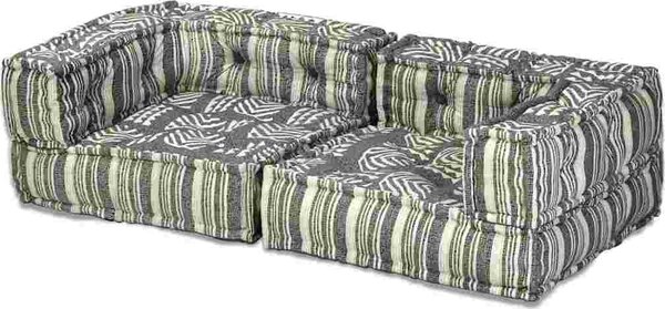 VidaXL 2místný modulární pouf pruhovaný textil [244977] Barva: Patchwork