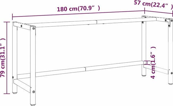 VidaXL Rám pracovního stolu matně černý a matně červený 180x57x79 cm [151457]