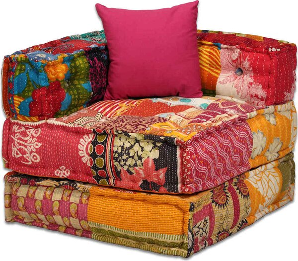 VidaXL 2místný modulární pouf pruhovaný textil [244977] Barva: Patchwork