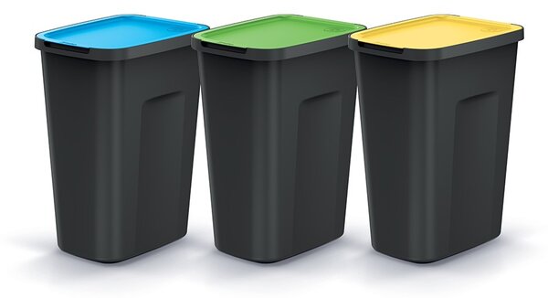 Prosperplast Sada odpadkových košů COMPACTO FLAS 3x 35 L černá