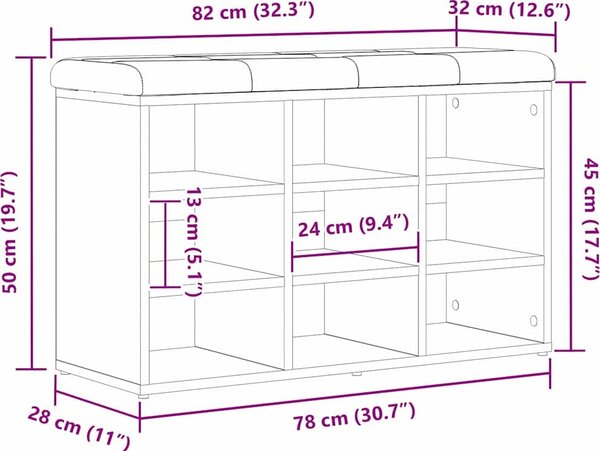 VidaXL Botník 82 x 32 x 50 cm, dřevo [862987] Barva: dub artisan
