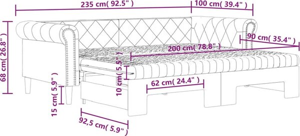 VidaXL Válenda s přistýlkou a matracemi 90 x 200 cm umělá kůže [3197730] Barva: Bílá